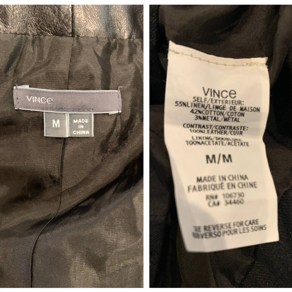 VINCE Asymmetric Leather Linen-Blend Vest (M) - Picture 5 of 9